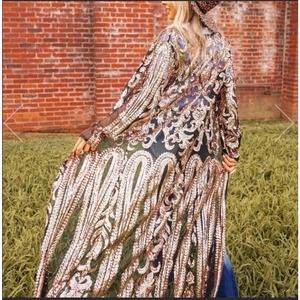 Southern Fried Chics Sequin Gold Black Duster Medium